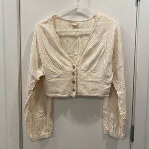 madewell v-neck button down crop sweater
